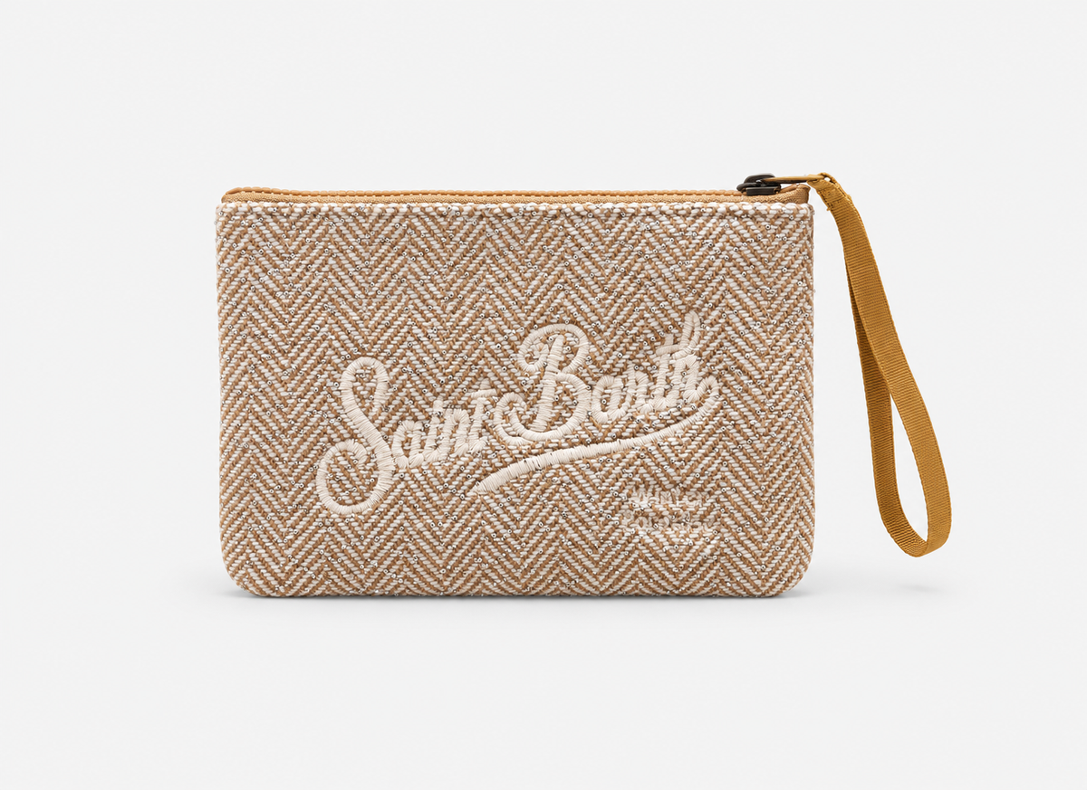 MC2 Saint Barth Pochette Donna Aline Spigata Cammello con Strass