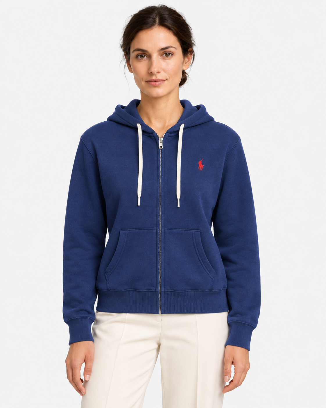 Polo Ralph Lauren Felpa Donna Blu con Cappuccio e Zip