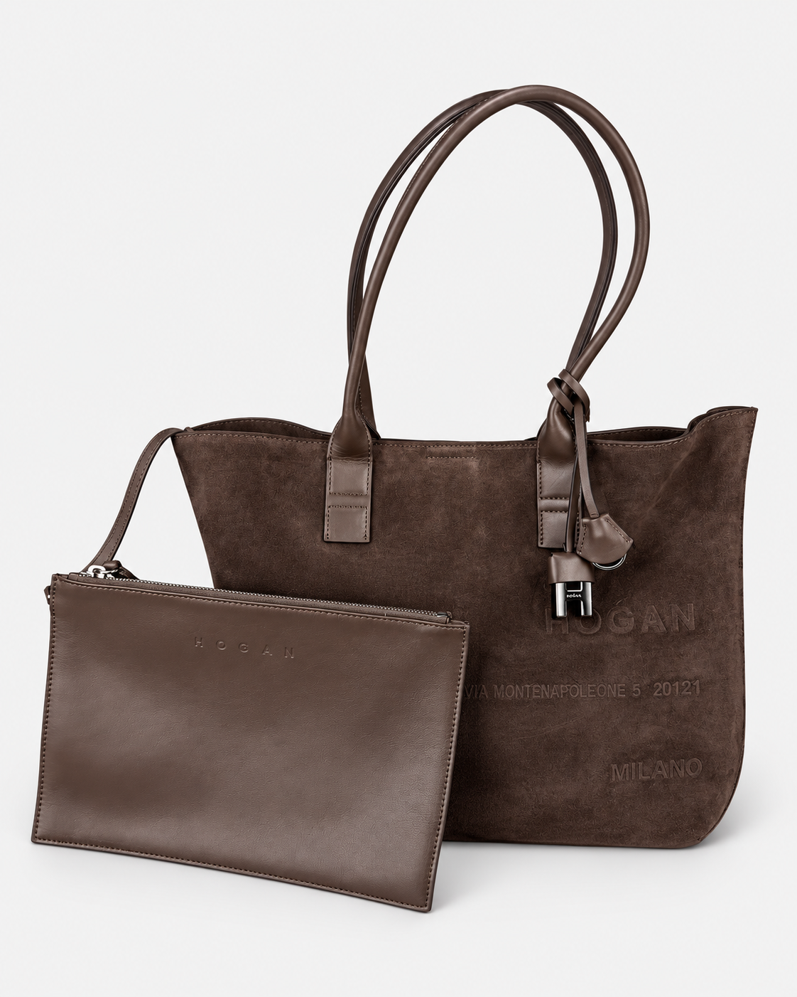 Hogan Borsa shopping Address piccola in suede marrone