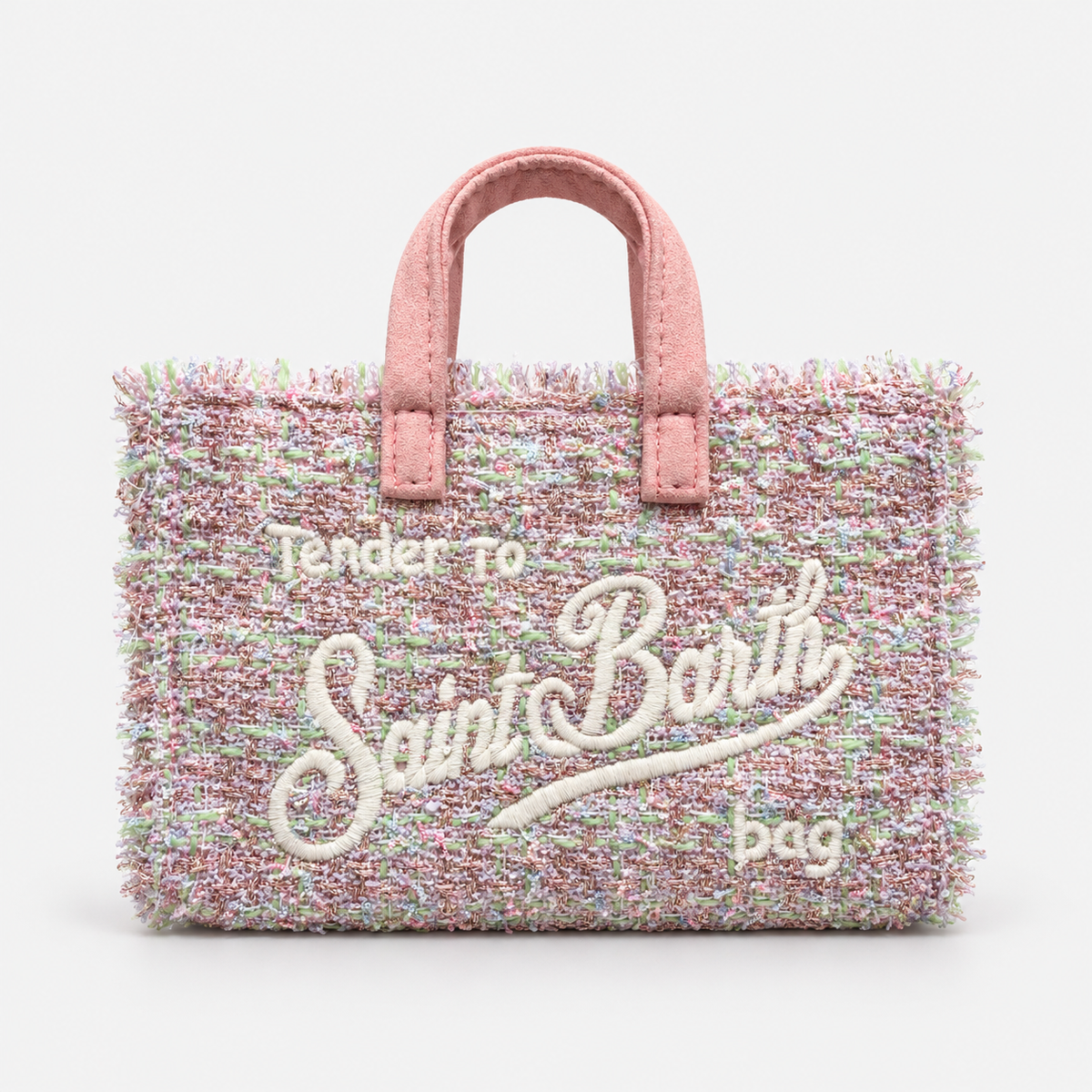 MC2 Saint Barth Phone Bag Donna in Tweed Rosa Multicolore con Tracolla