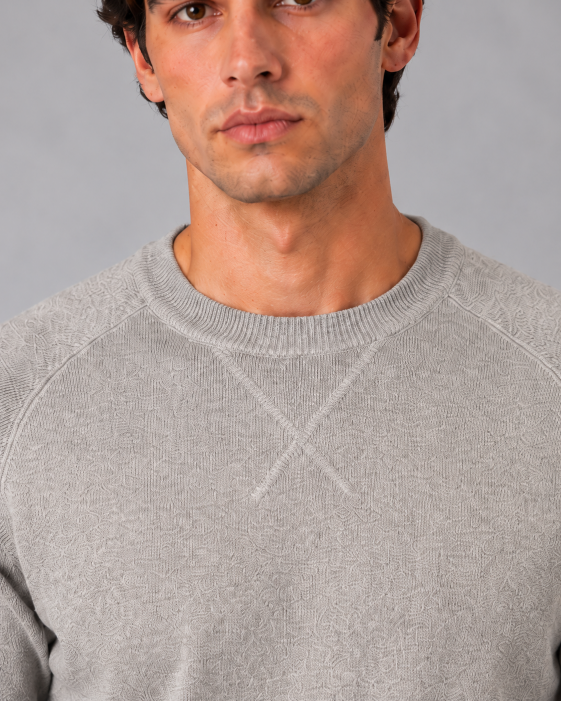 Outhere maglione girocollo uomo woodveil in misto lana grey melange