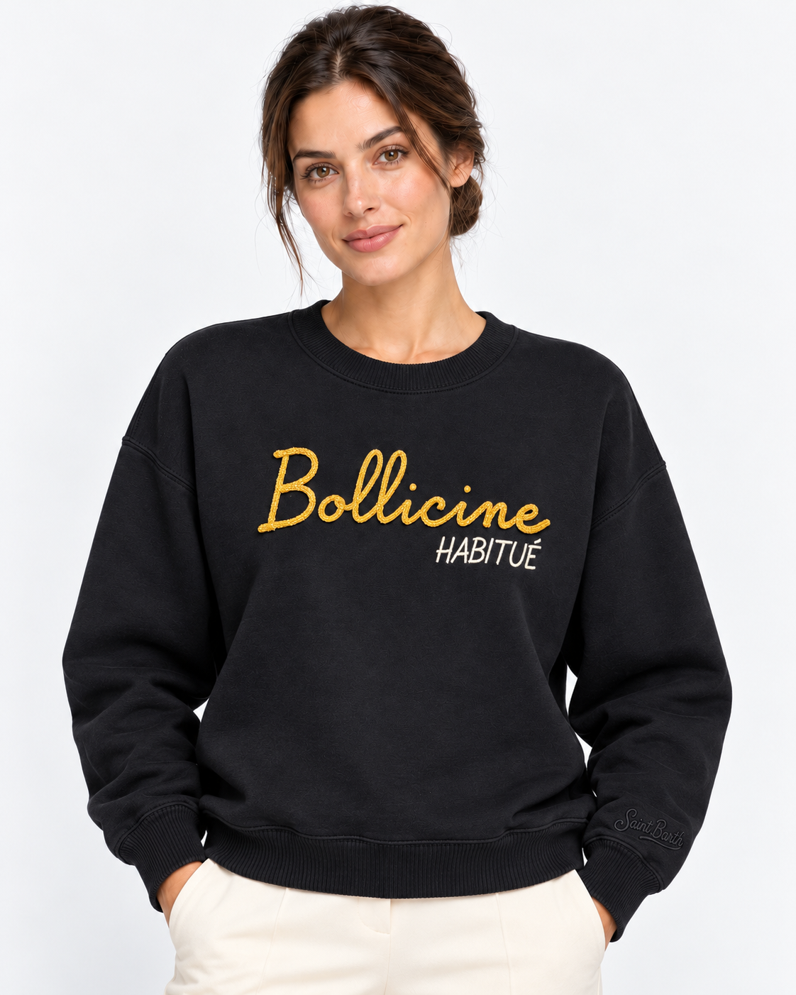 MC2 Saint Barth Felpa Donna Stardust Bollicine Habitué Nera in Cotone