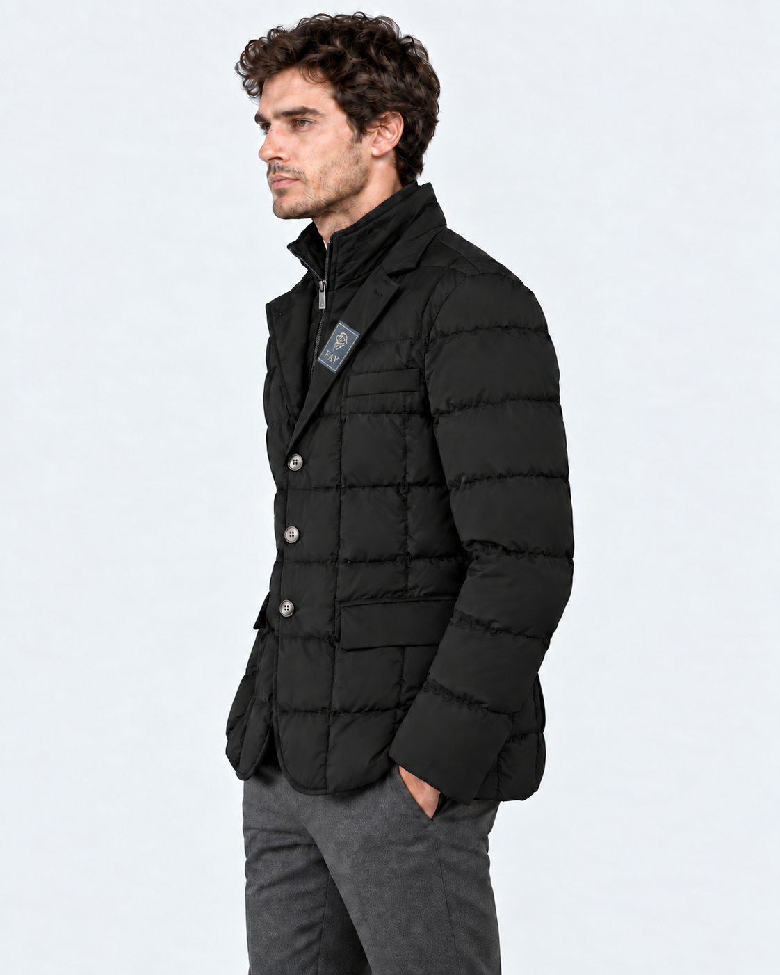 Fay Piumino corto uomo Double Front nero
