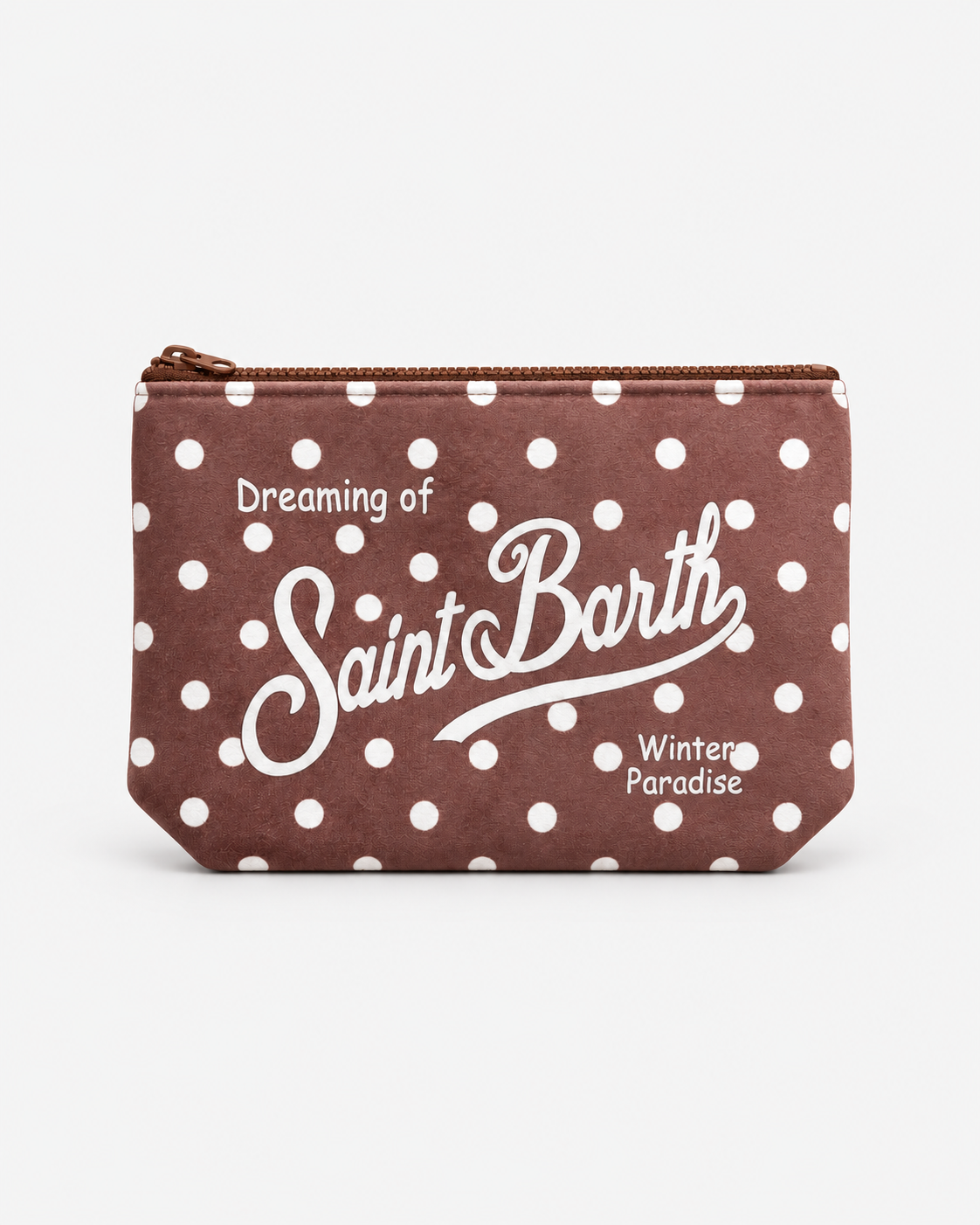 MC2 Saint Barth Pochette Donna Aline Marrone a Pois Bianchi