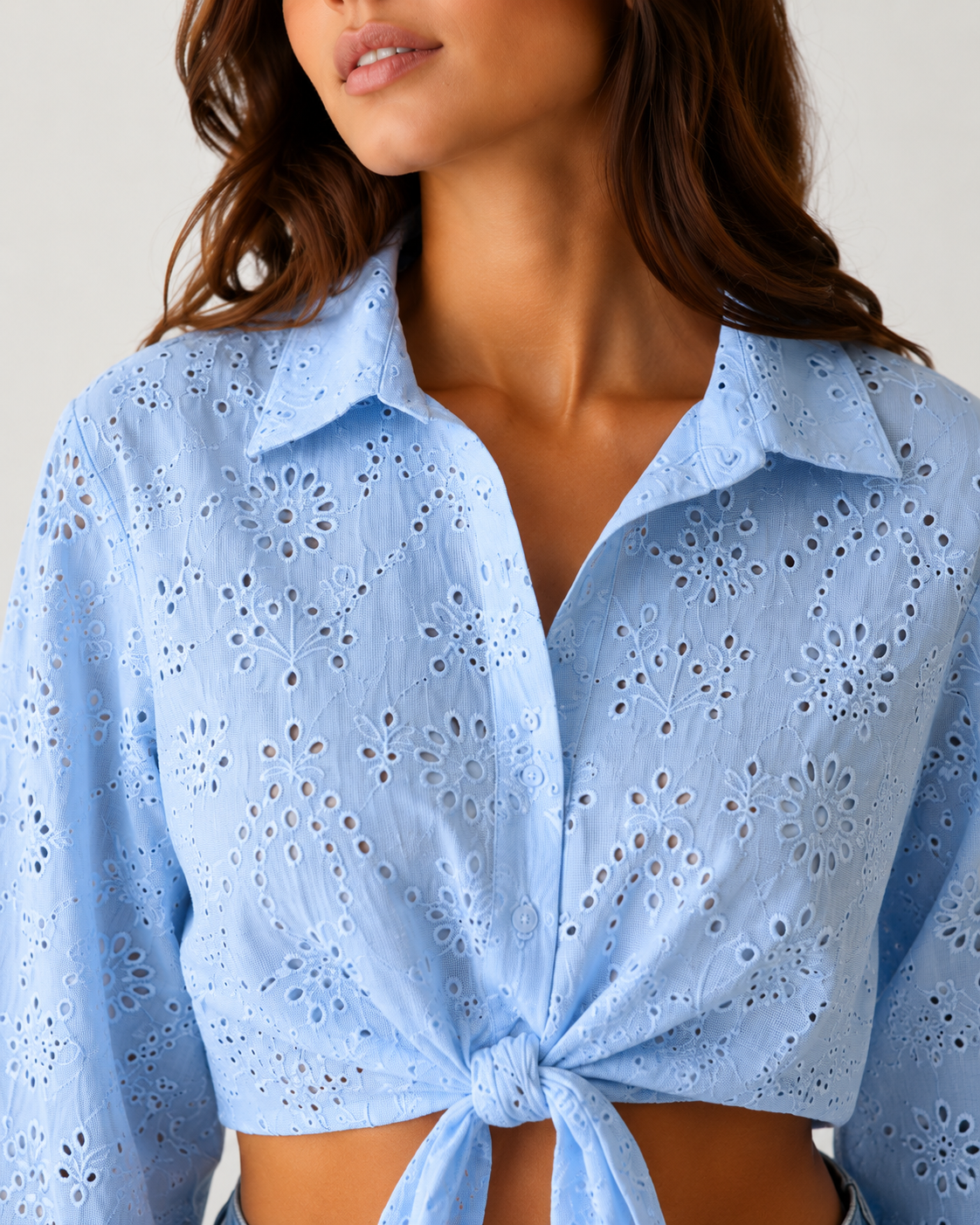 CAMICIA FEBBY in sangallo celeste