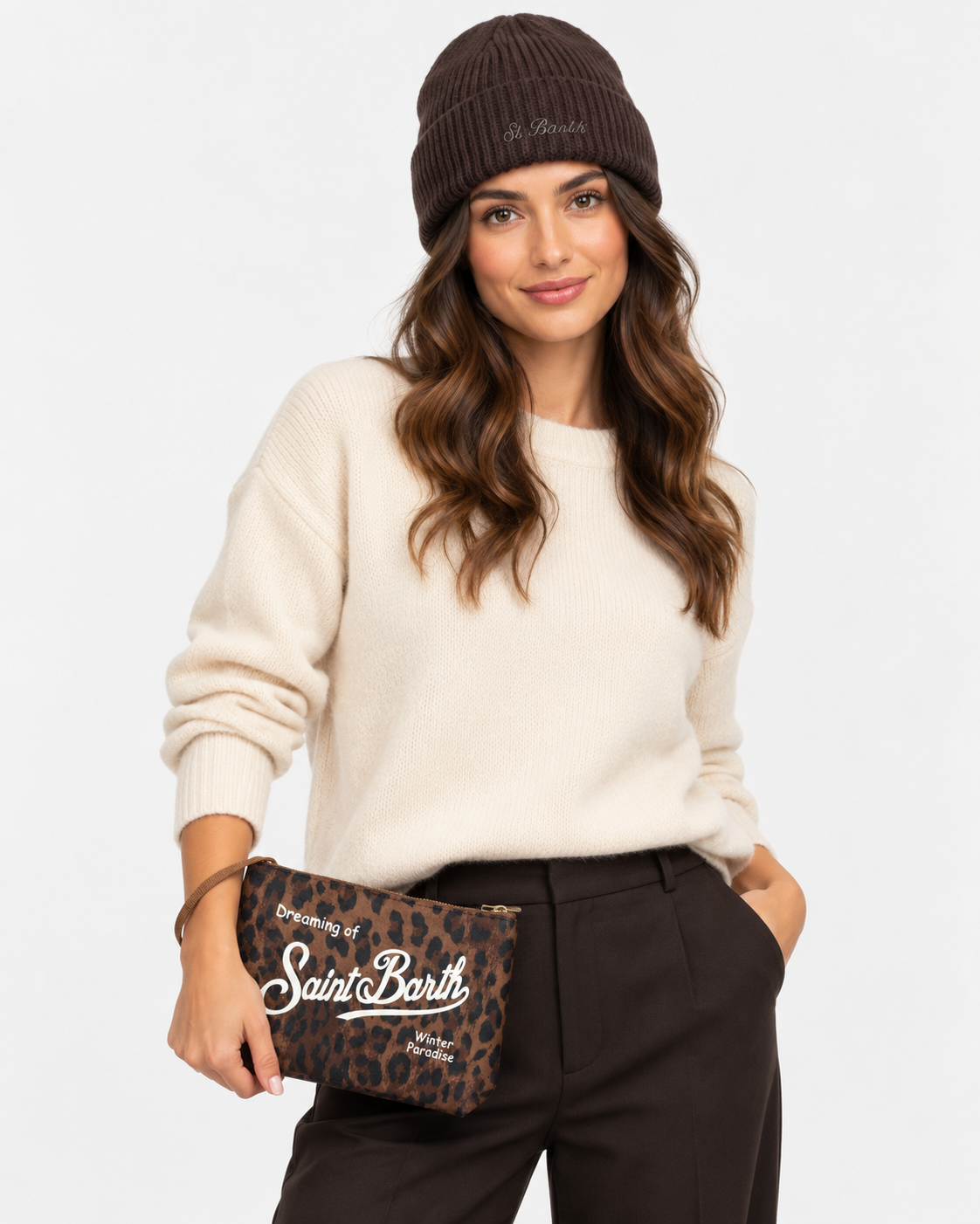MC2 Saint Barth Gift Box Donna Dark Leopard con Pochette e Berretto
