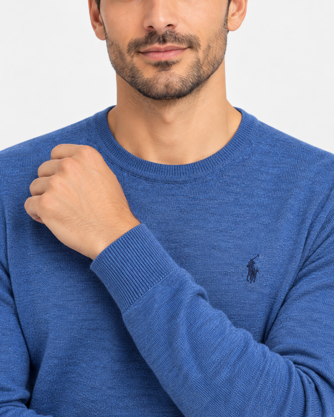 Polo Ralph Lauren maglione uomo girocollo in lana slim-fit Navy Heather