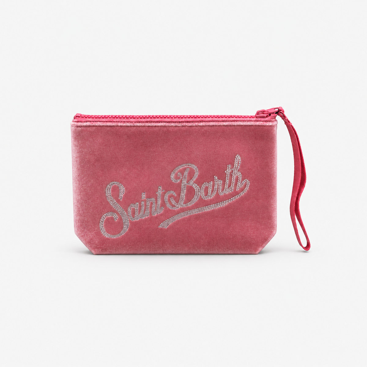 MC2 Saint Barth Pochette Donna Aline in Velluto Rosa con Strass