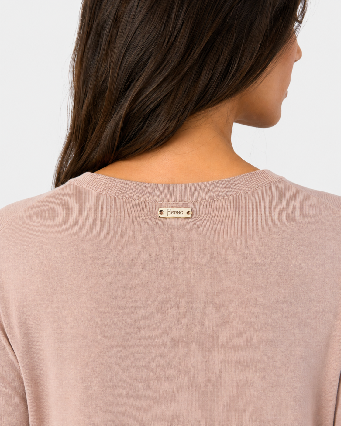 Abito in glam knit effect e techno taffetà cipria