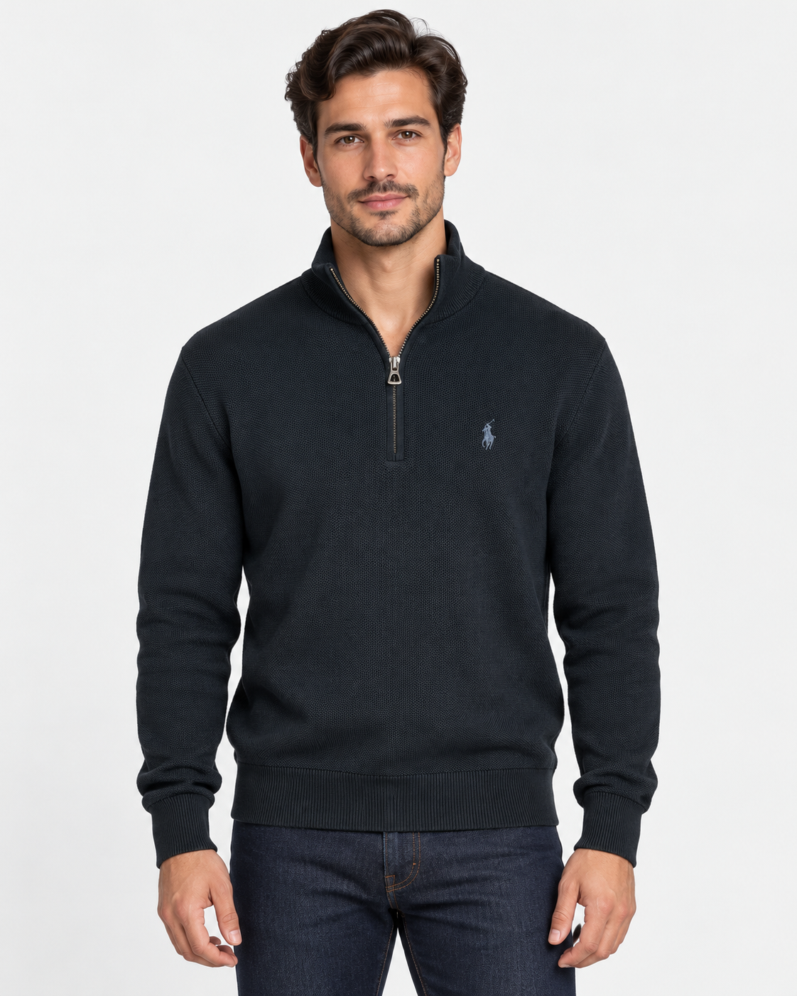 Polo Ralph Lauren Maglia Uomo Mezza Zip a Nido d’Ape Nera