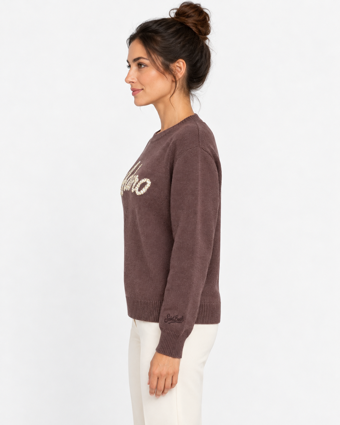MC2 Saint Barth Maglia Donna New Queen Adoro Marrone con Strass
