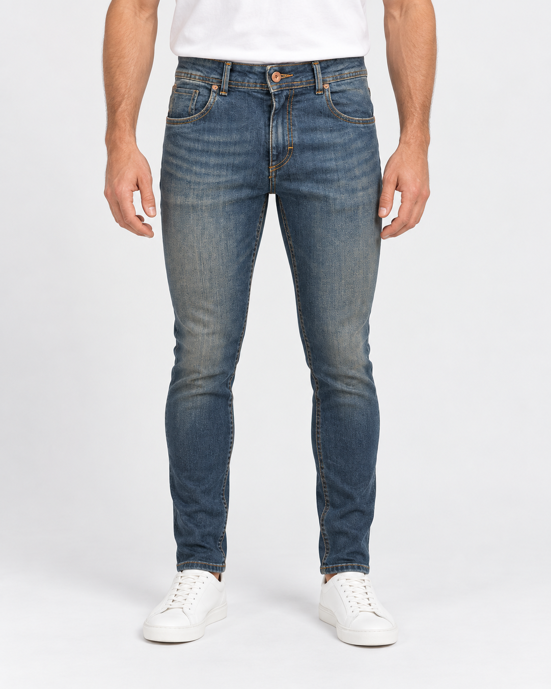 Ernys Jeans uomo blu 5 tasche in cotone stretch