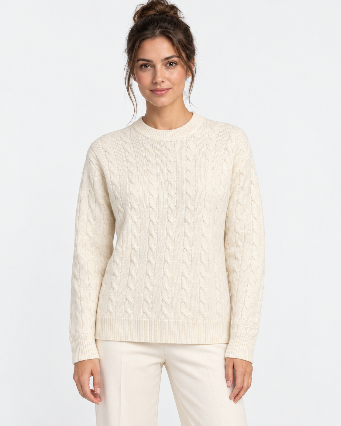 MC2 Saint Barth Maglia Donna Sorbonne in Lana a Trecce Avorio