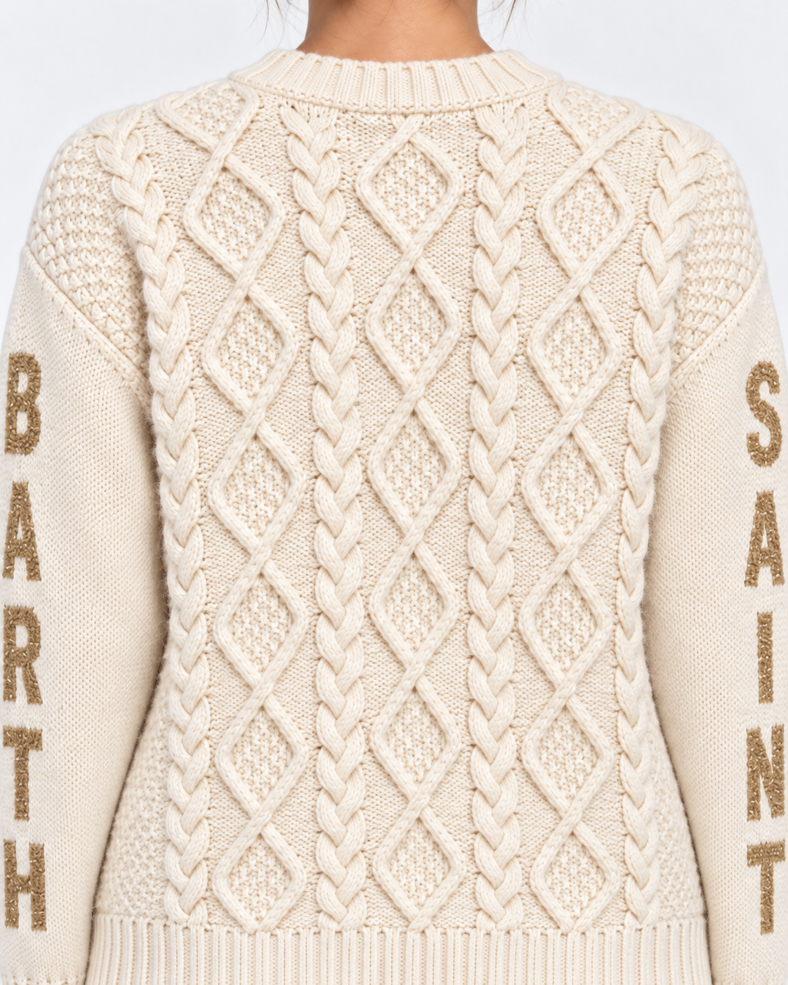 MC2 Saint Barth Maglia Donna Malmo a Trecce Panna in Misto Lana