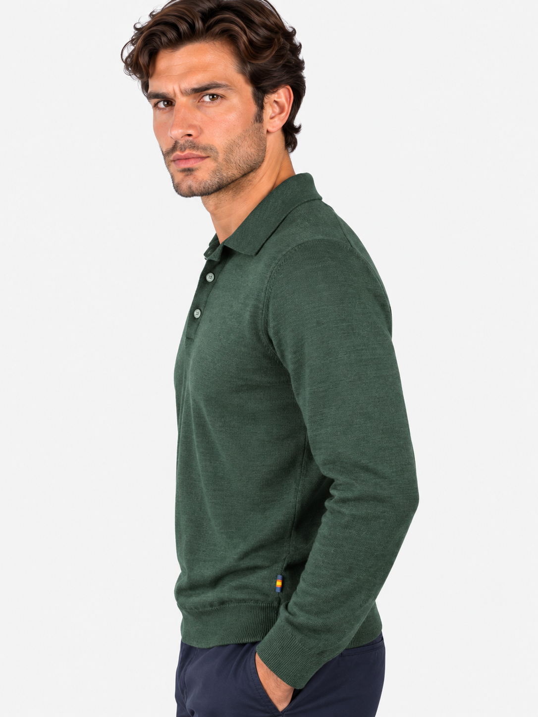 K-Way Polo Rey Wool Silk Cashmere verde Green Dk Jungle