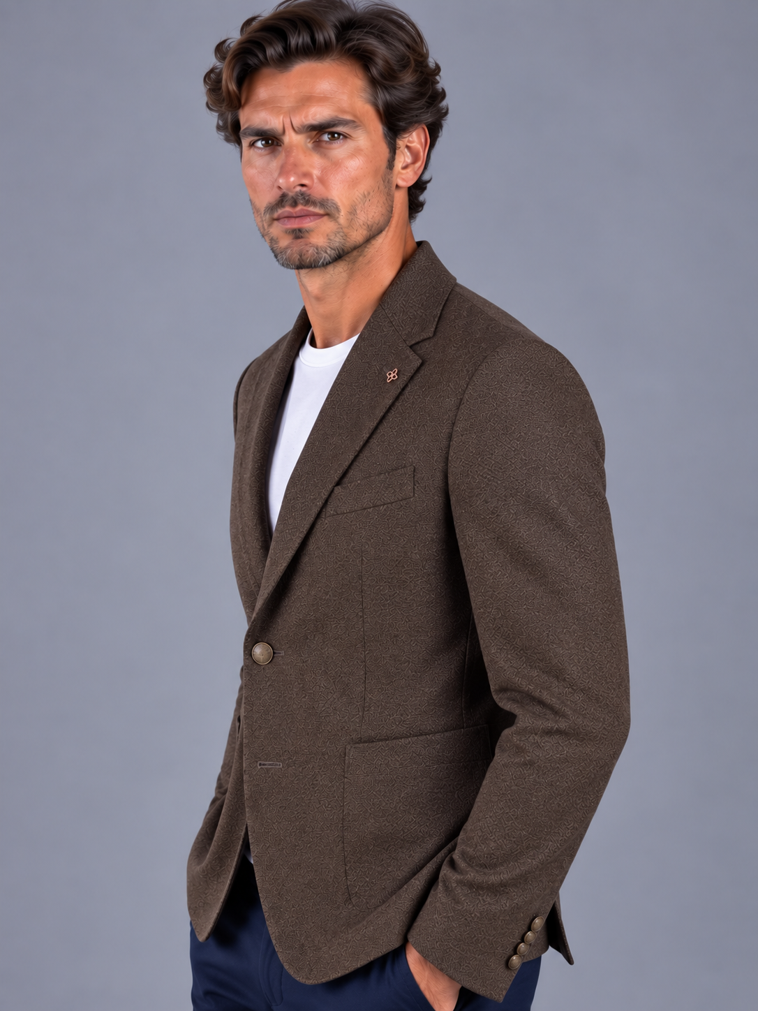 Tagliatore Giacca Uomo Monopetto in Lana Vergine Super 100's Moro