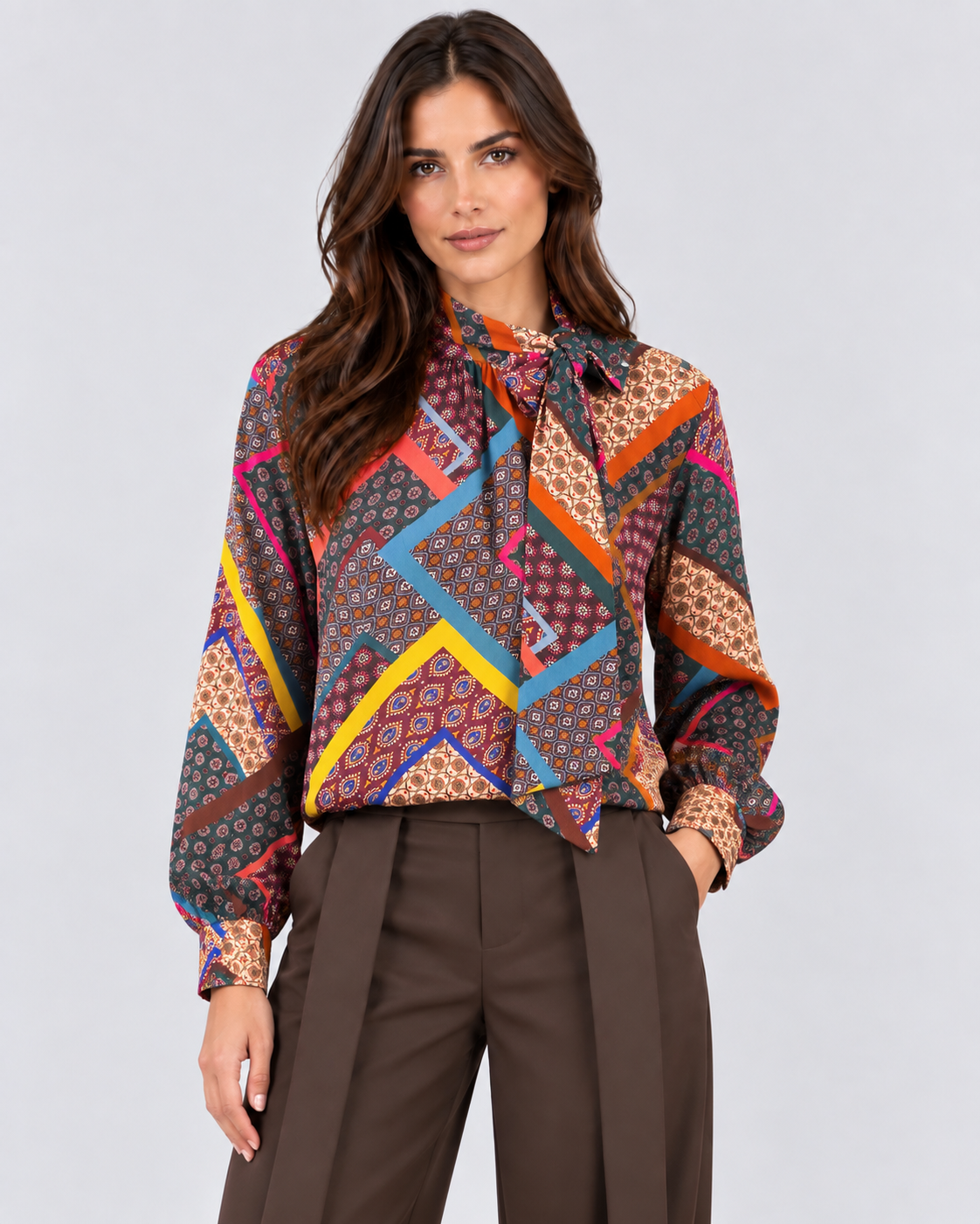 Dixie Blusa Donna Fantasia con Fiocco Multicolor