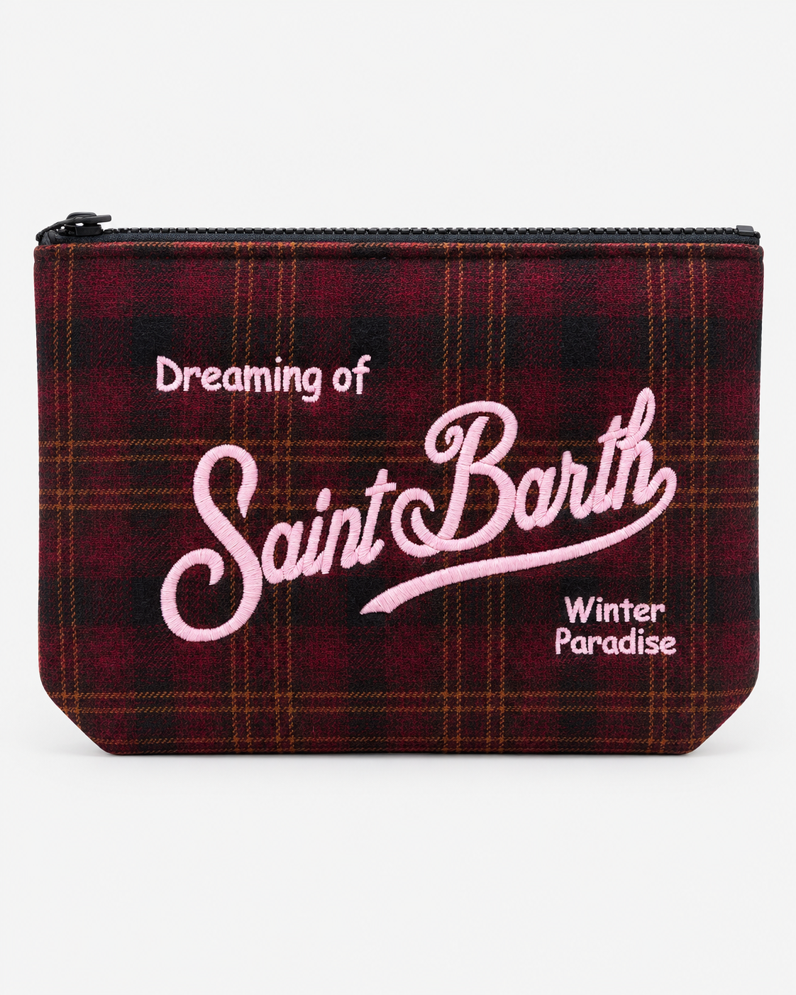 MC2 Saint Barth Pochette Donna Aline Wool Tartan Bordeaux