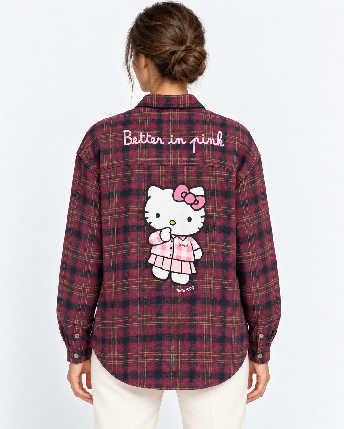 MC2 Saint Barth Camicia Donna Lully Hello Kitty Tartan Bordeaux