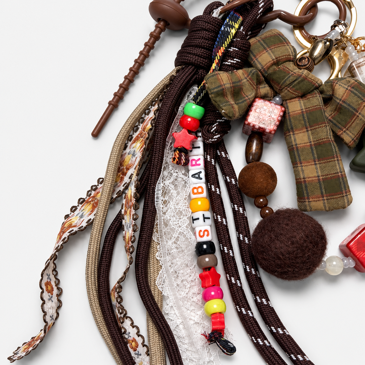 MC2 Saint Barth Charm Donna Fur Glove con Guanto e Fiocco Tartan