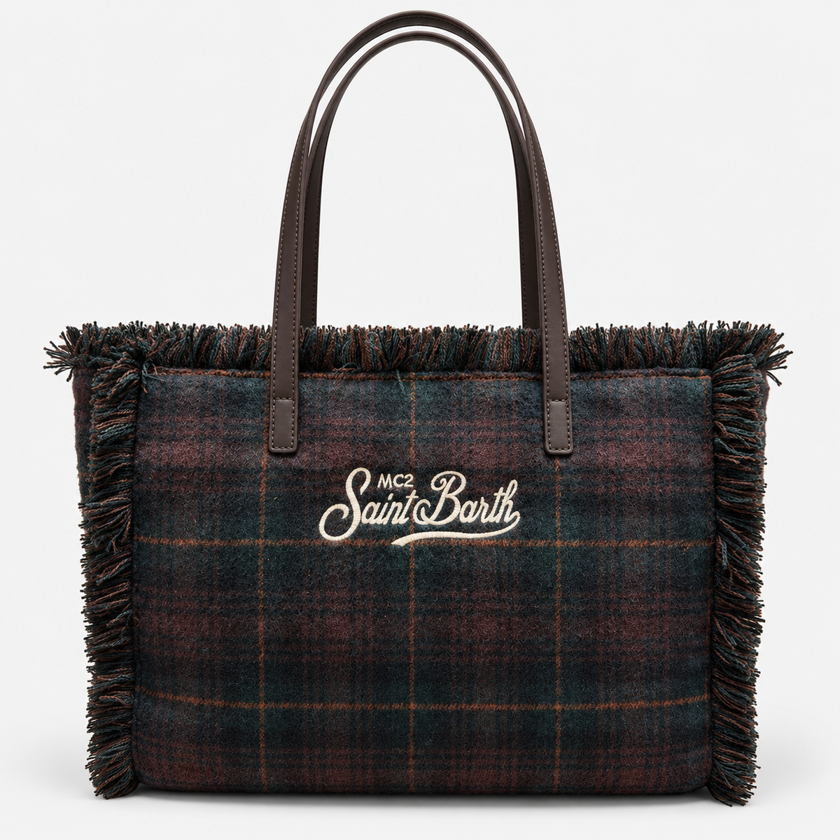 MC2 Saint Barth Borsa Donna Vanity Tartan Verde Scuro e Bordeaux
