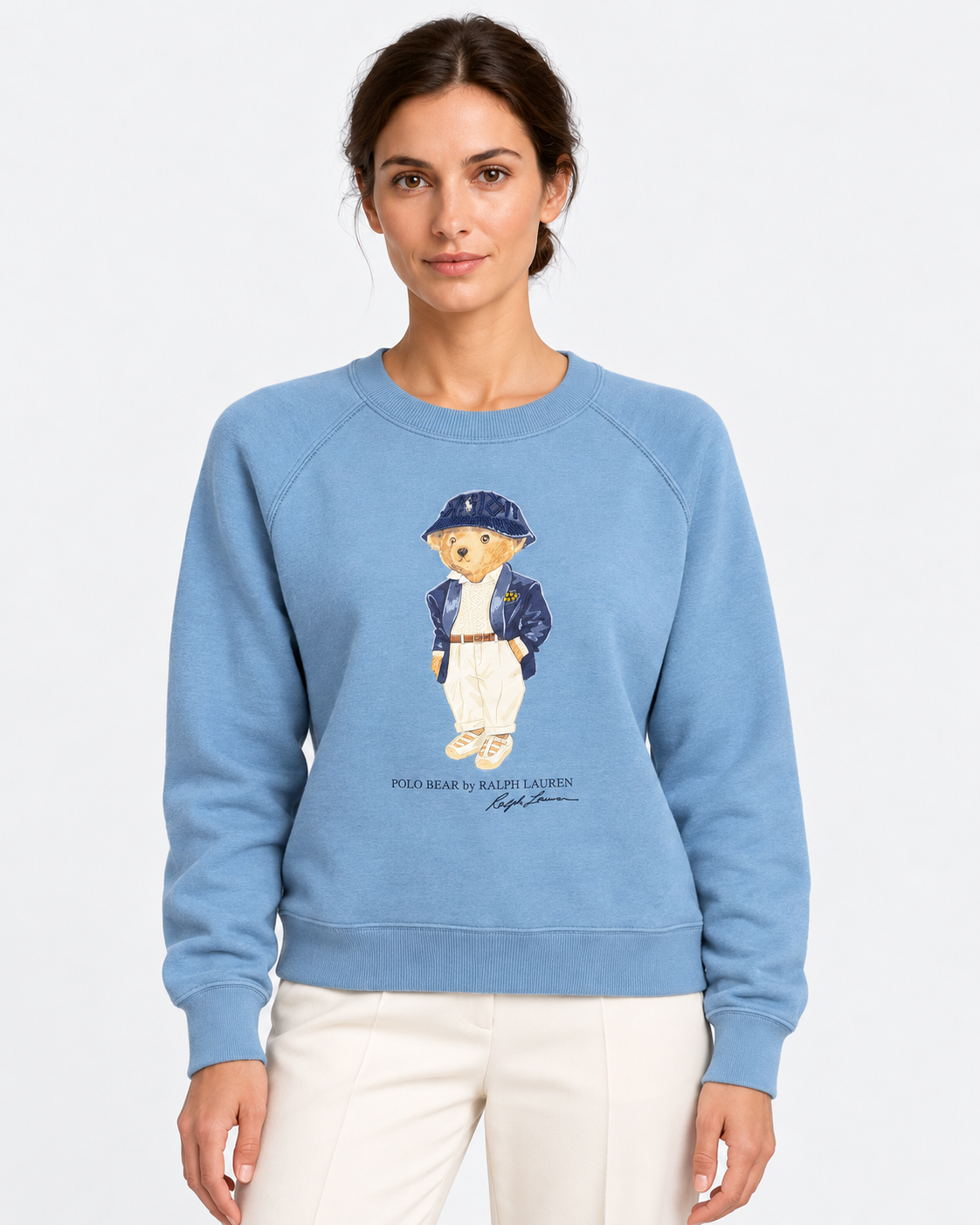 Polo Ralph Lauren Felpa Donna Polo Bear Girocollo Azzurra