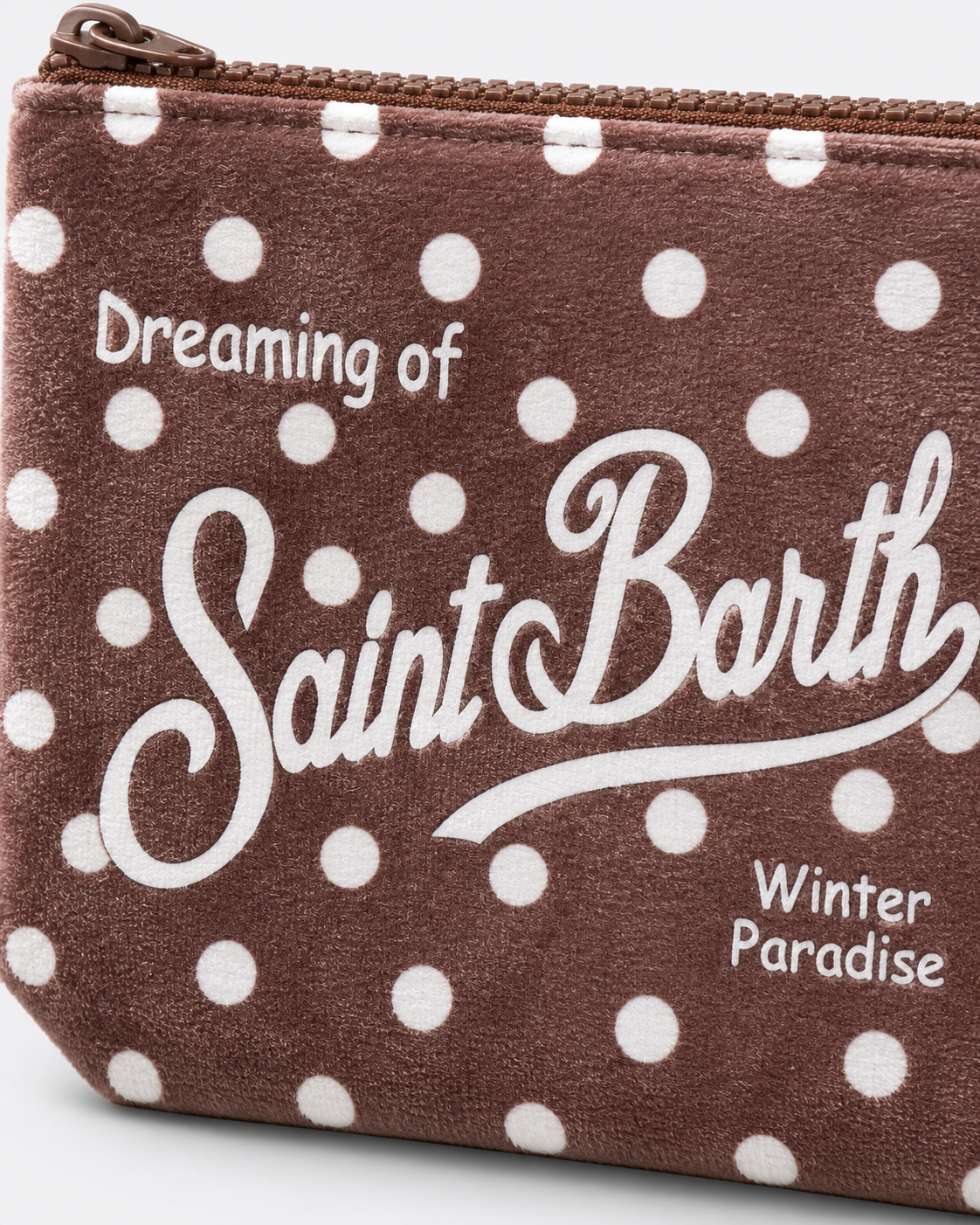 MC2 Saint Barth Pochette Donna Aline Marrone a Pois Bianchi
