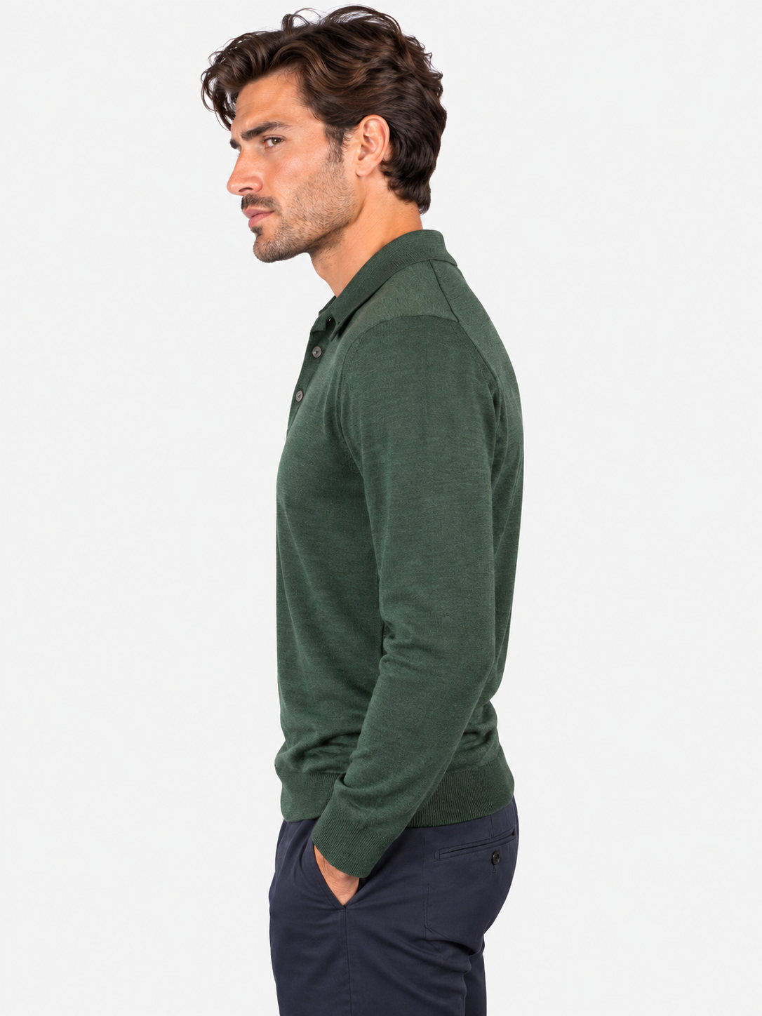 K-Way Polo Rey Wool Silk Cashmere verde Green Dk Jungle