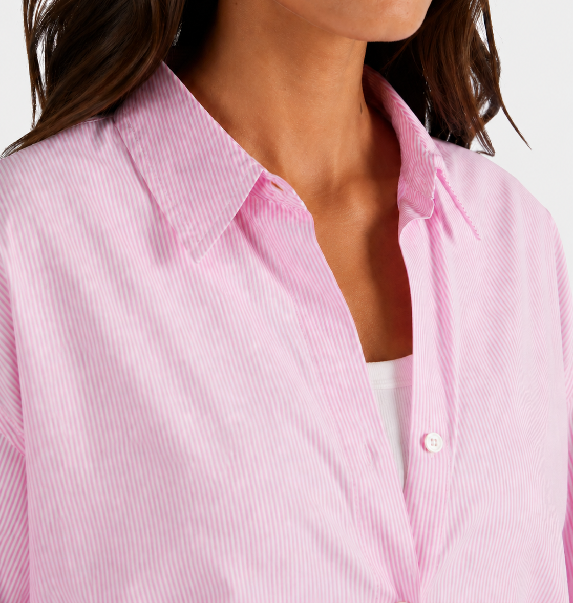 Camicia Cristal in cotone a righe rosa con ricamo Meet Me In Saint Barth