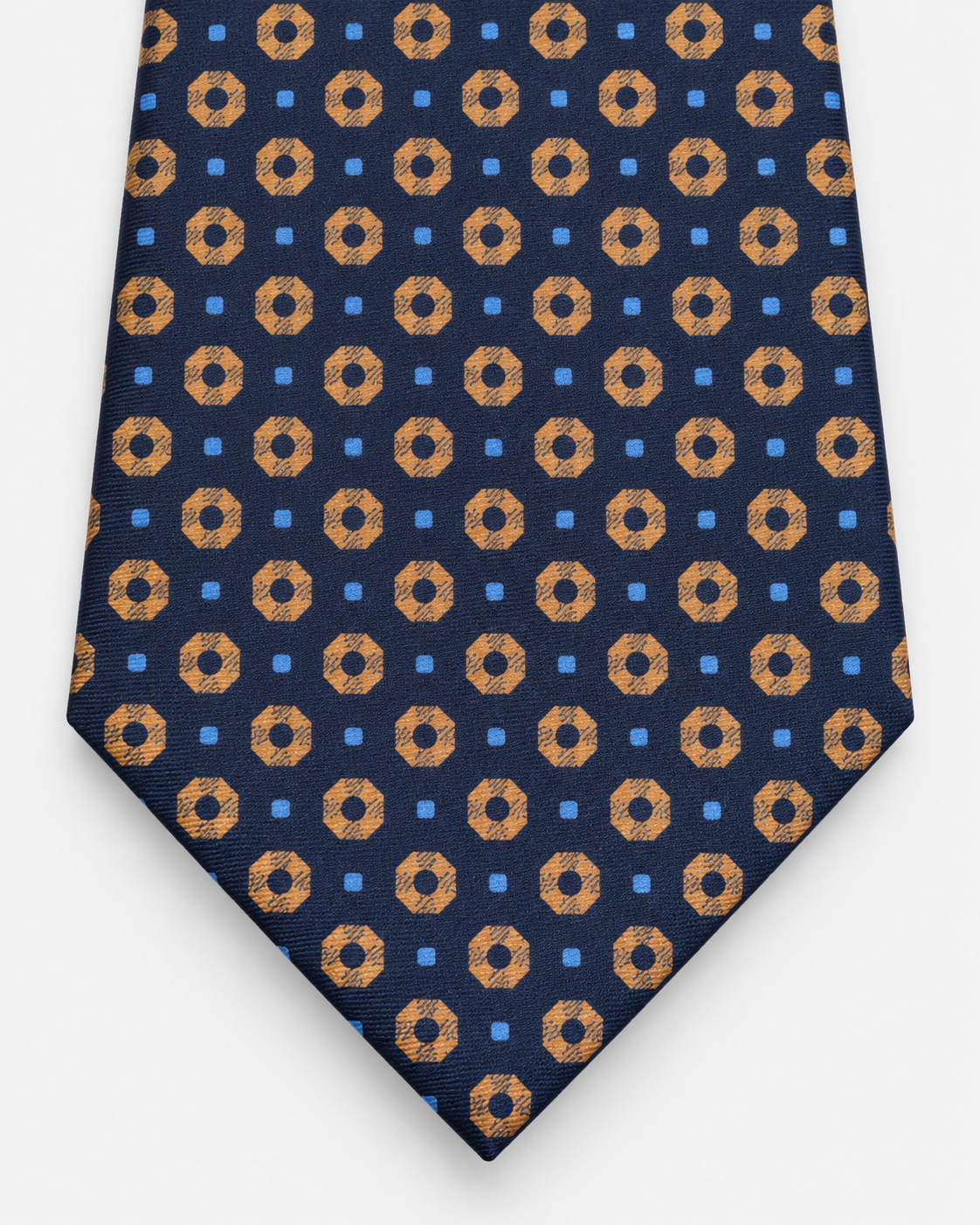 Fefè Cravatta Uomo in Seta Blu con Fantasia Geometrica