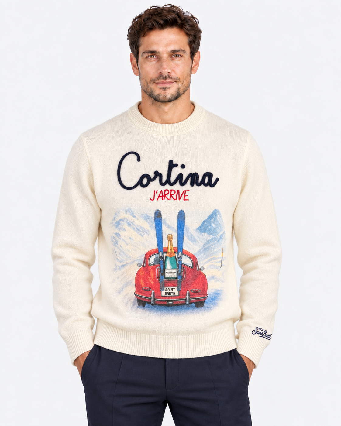MC2 Saint Barth Maglia Uomo Cortina J’Arrive Panna