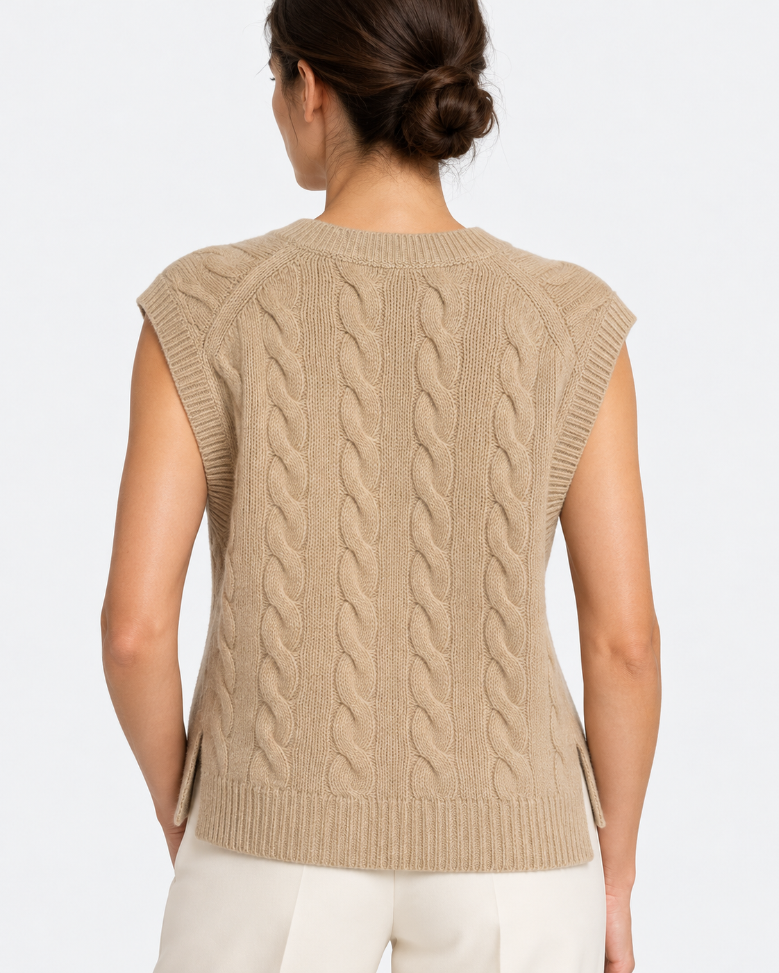 Gilet in maglia di lana e cashmere a trecce
