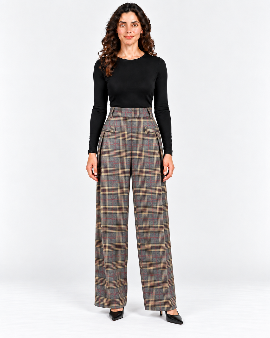 Imperial Pantalone Donna Grigio Cammello a Quadri