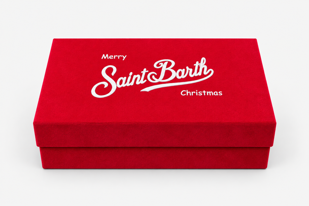 MC2 Saint Barth Christmas Box Donna con Berretto Beige e Pochette Pied-de-Poule
