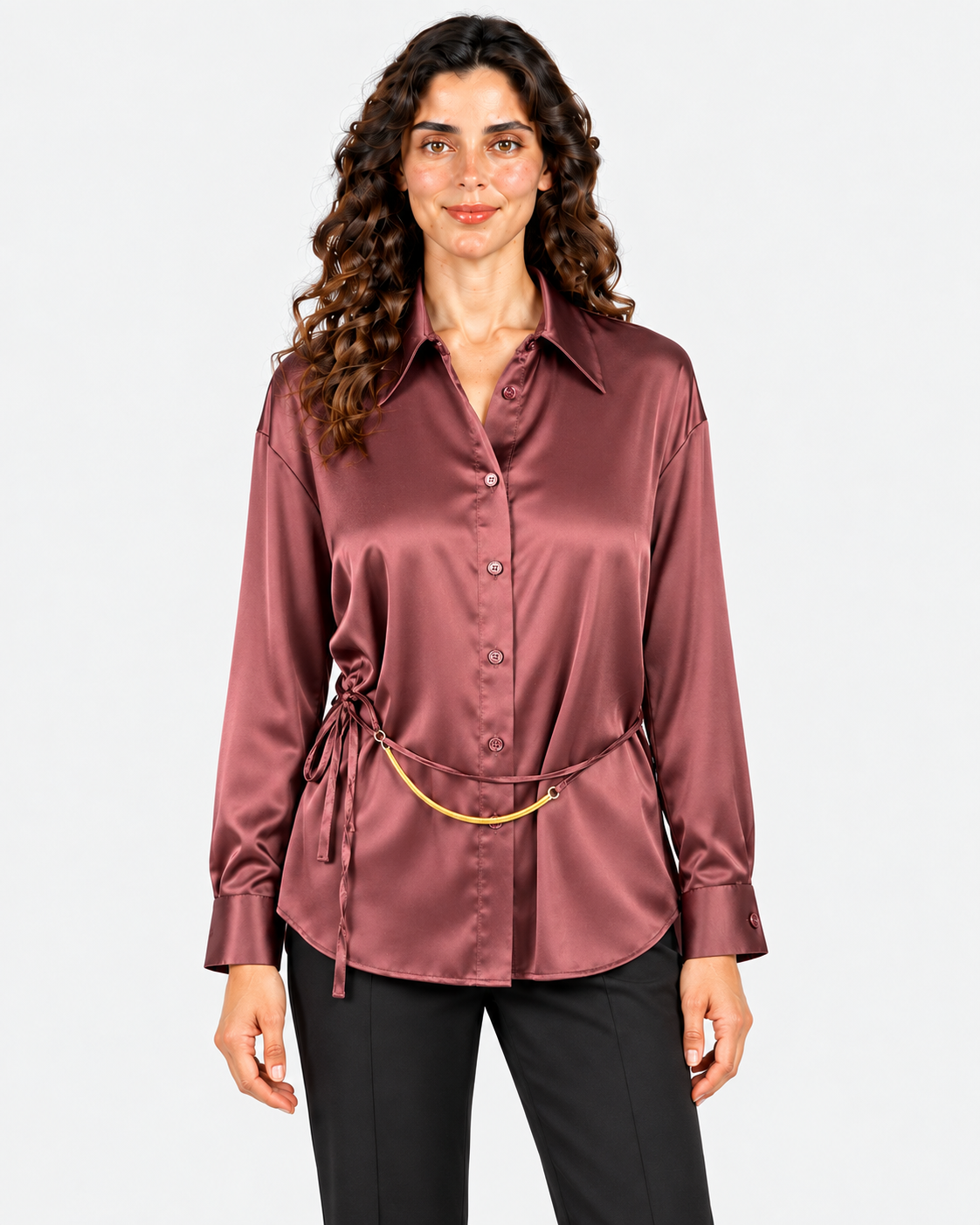 Imperial Camicia Donna Plum noir in Raso