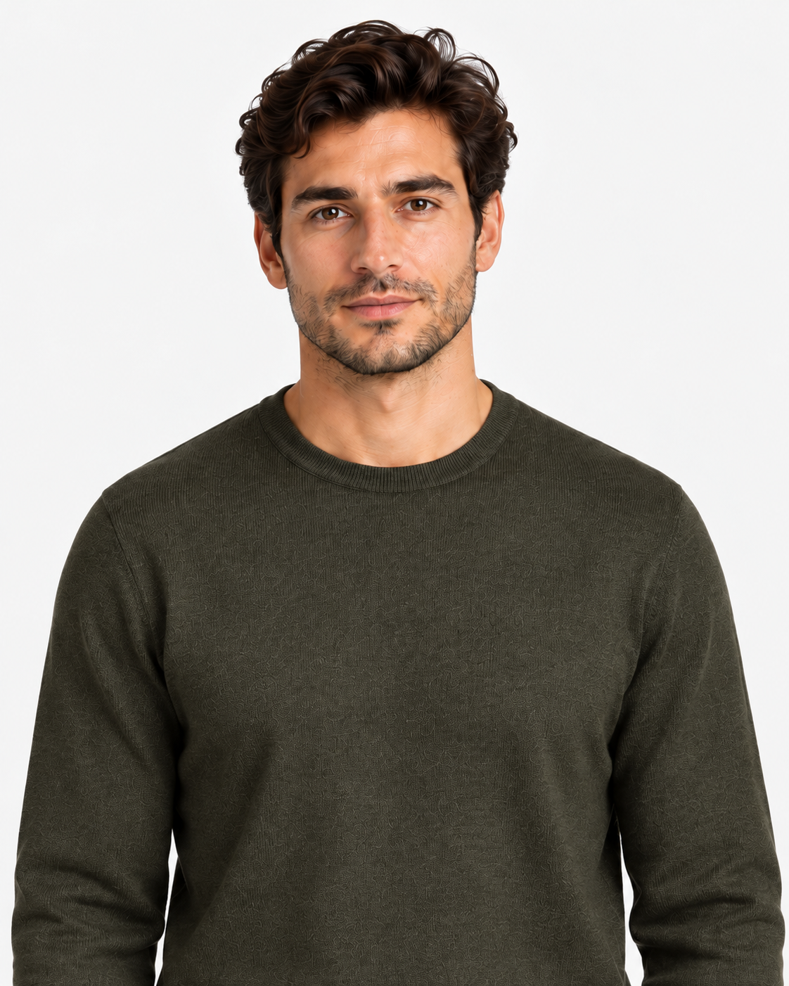 Gran Sasso Maglia Uomo Girocollo in Lana Verde Bosco