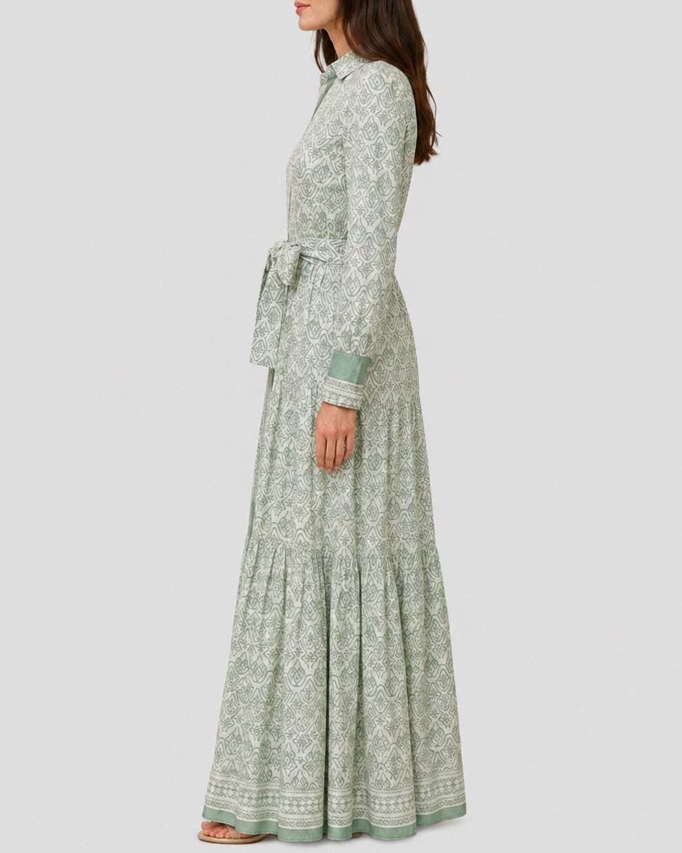 Abito Jensen in cotone con fantasia eightboho bianco verde