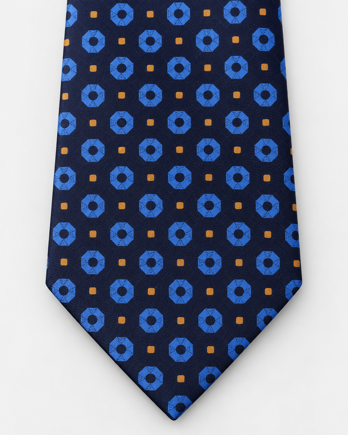 Fefè Cravatta Uomo in Seta Blu e Celeste con Fantasia Geometrica