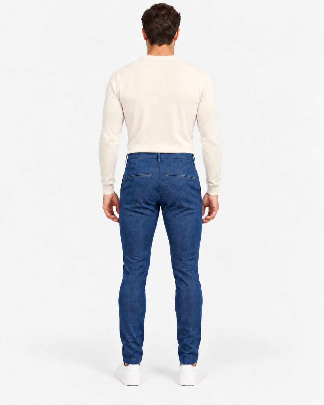 Dondup Pantalone Uomo Blu in Cotone Stretch