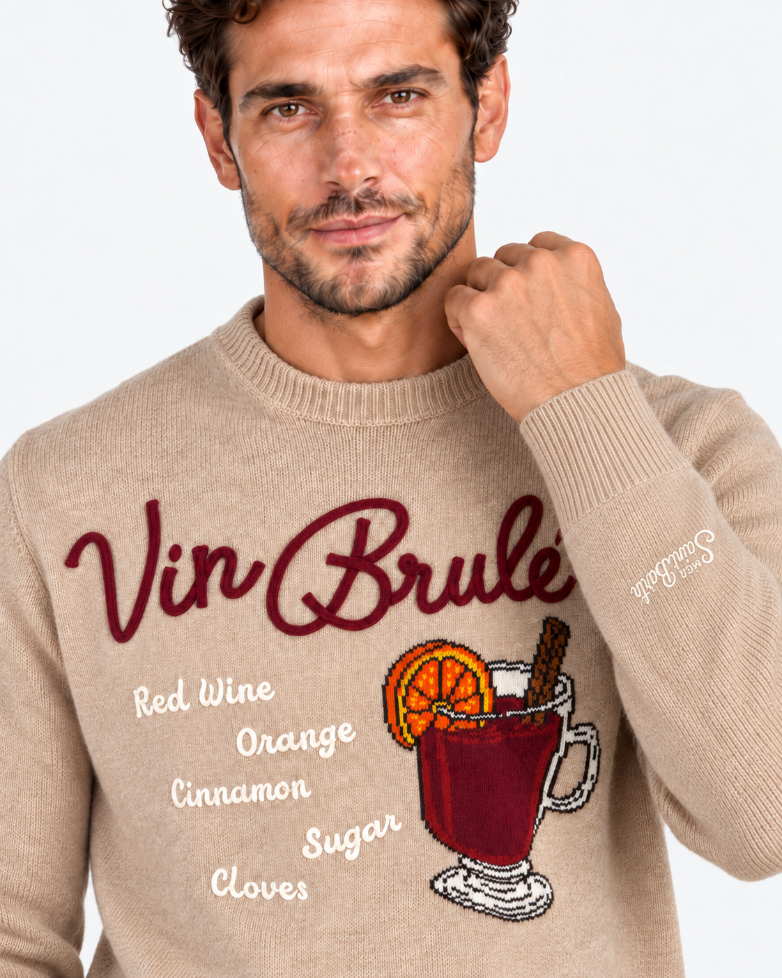 MC2 Saint Barth Maglia Uomo Heron Drink Vin Brulé Beige
