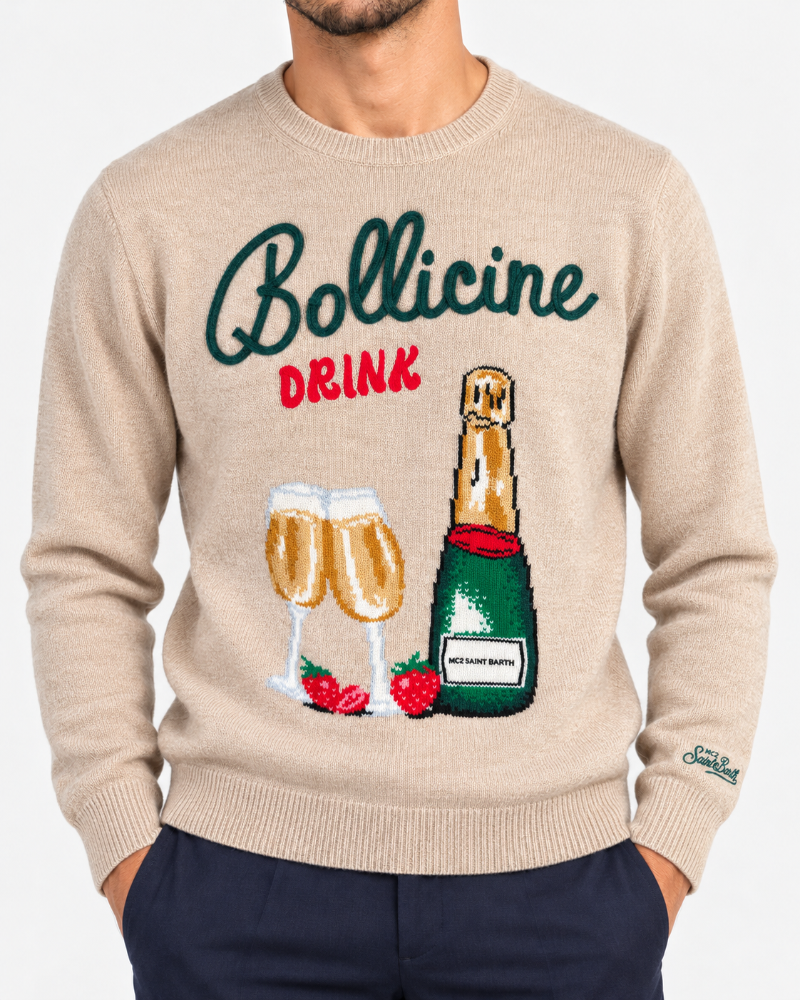 MC2 Saint Barth Maglia Uomo Heron Bollicine Drink Beige