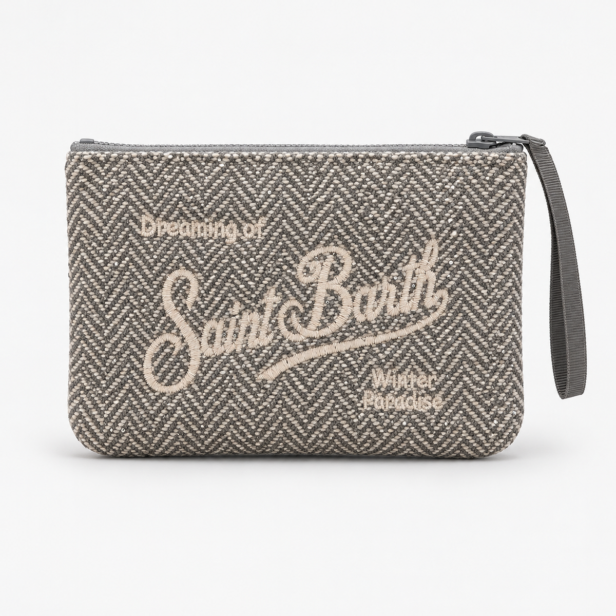 MC2 Saint Barth Pochette Donna Aline Spigata Grigia con Strass