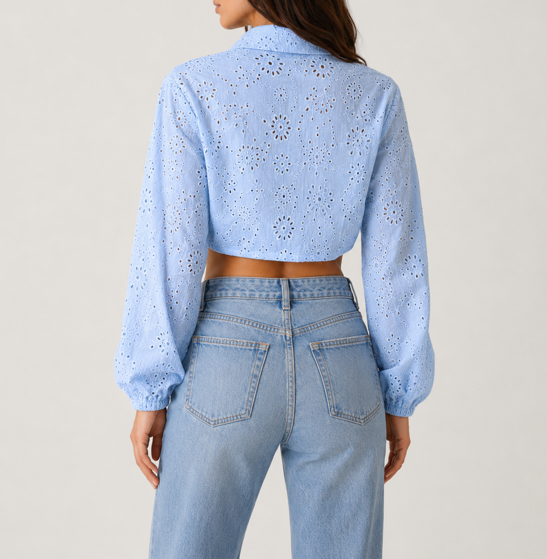 CAMICIA FEBBY in sangallo celeste