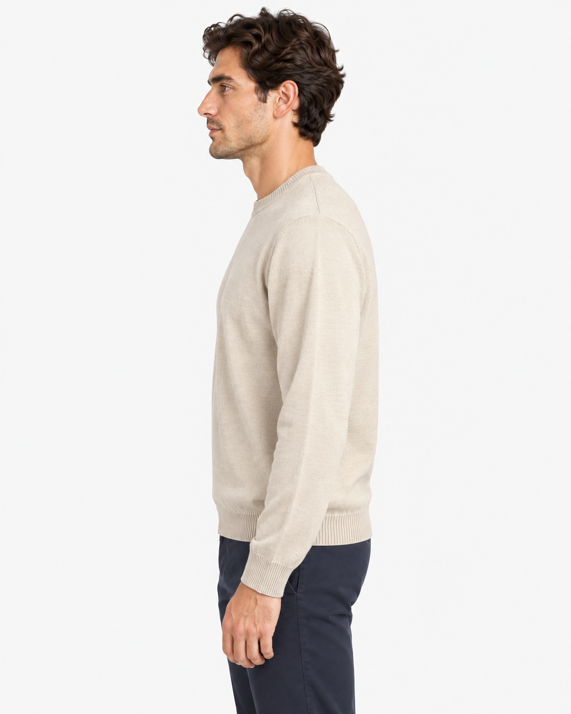 Gran Sasso Girocollo uomo in lana beige chiaro