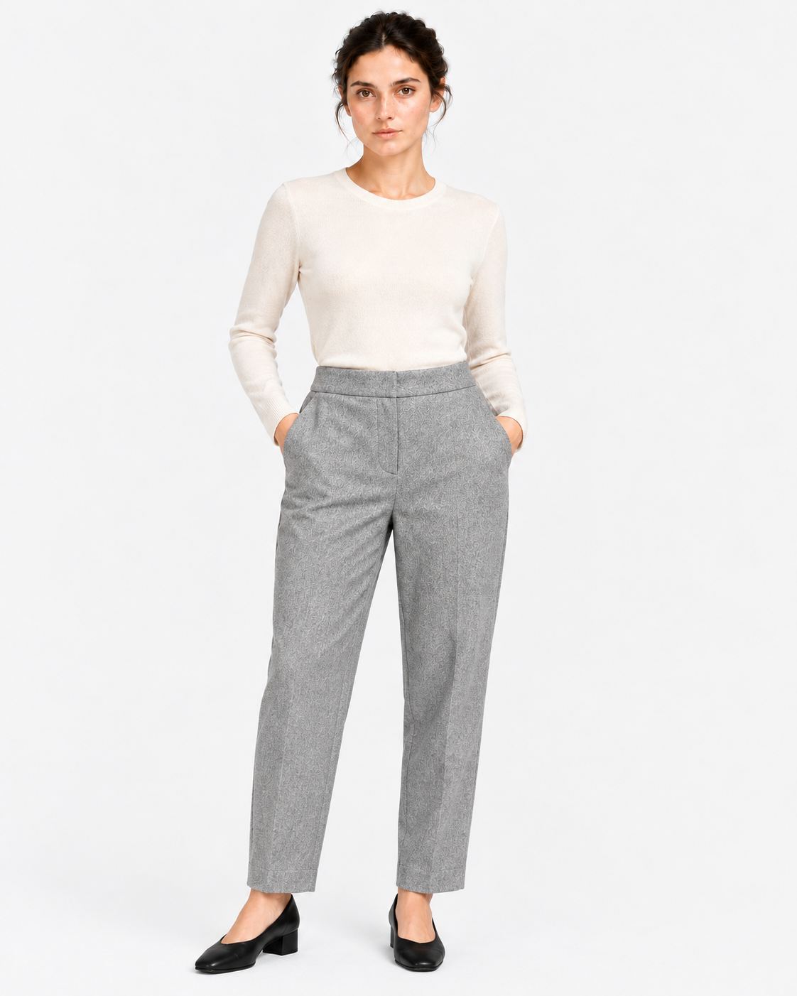 Gran Sasso Pantaloni Donna Grigi in Lana Vergine e Cashmere