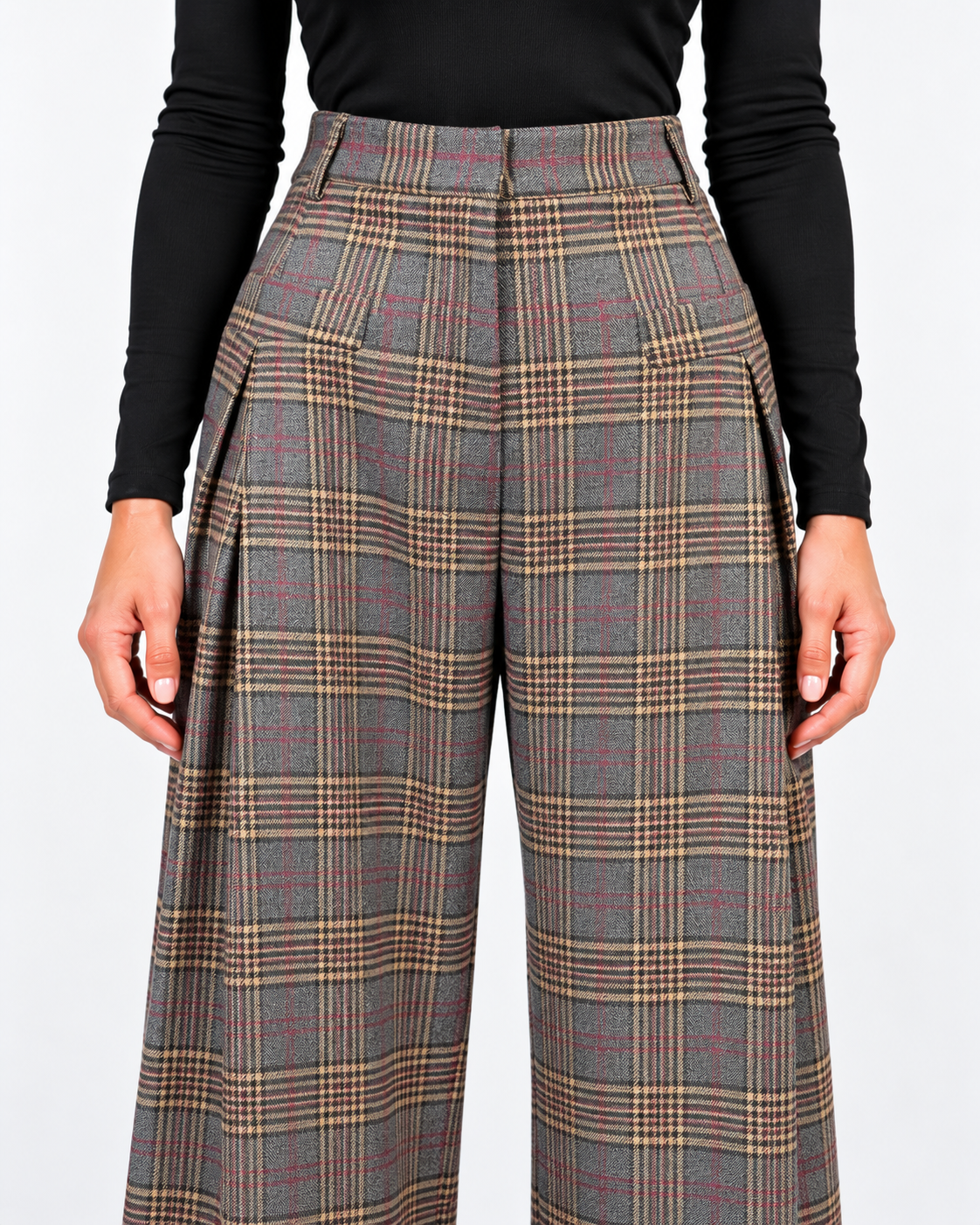 Imperial Pantalone Donna Grigio Cammello a Quadri