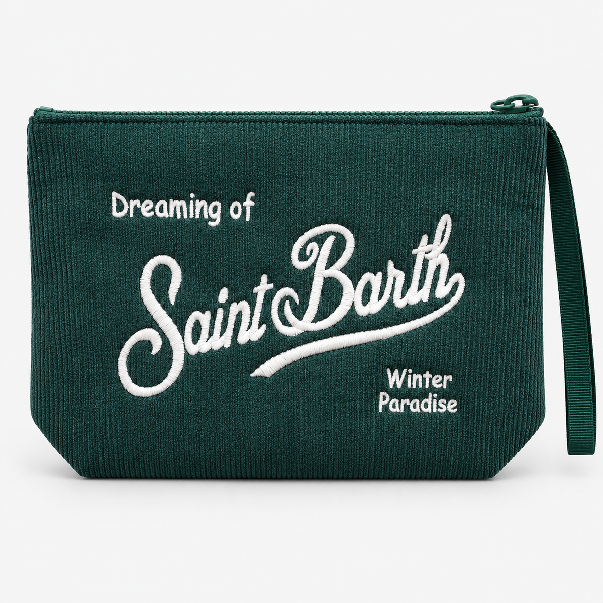 MC2 Saint Barth Pochette Donna Aline in Velluto a Coste Verde Scuro