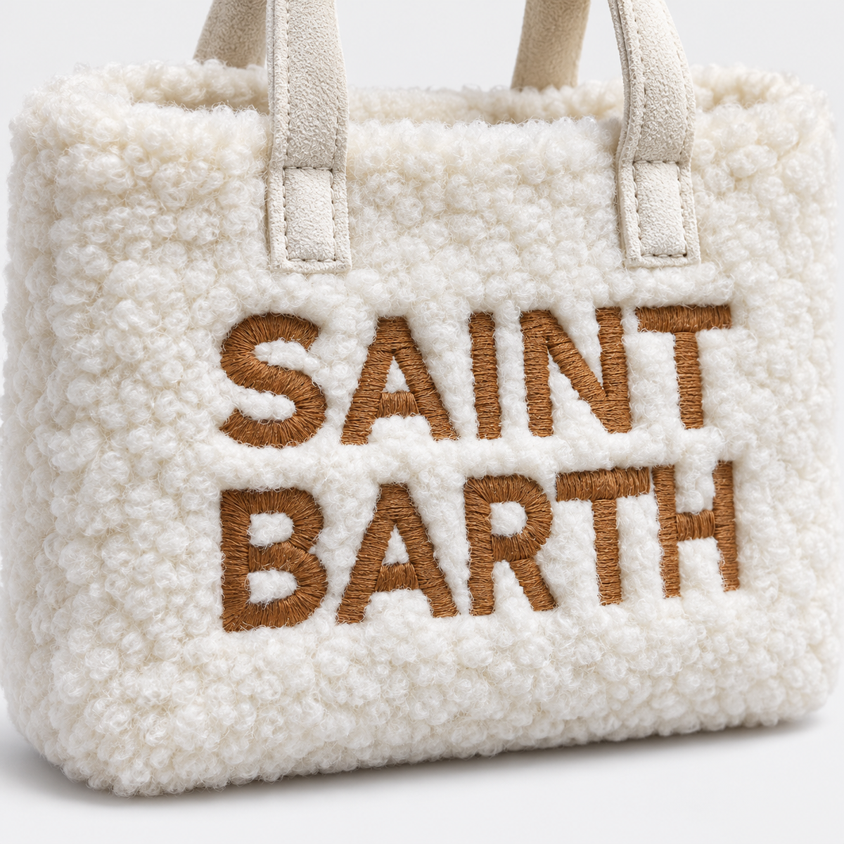 MC2 Saint Barth Phone Bag Donna Effetto Teddy Panna con Tracolla