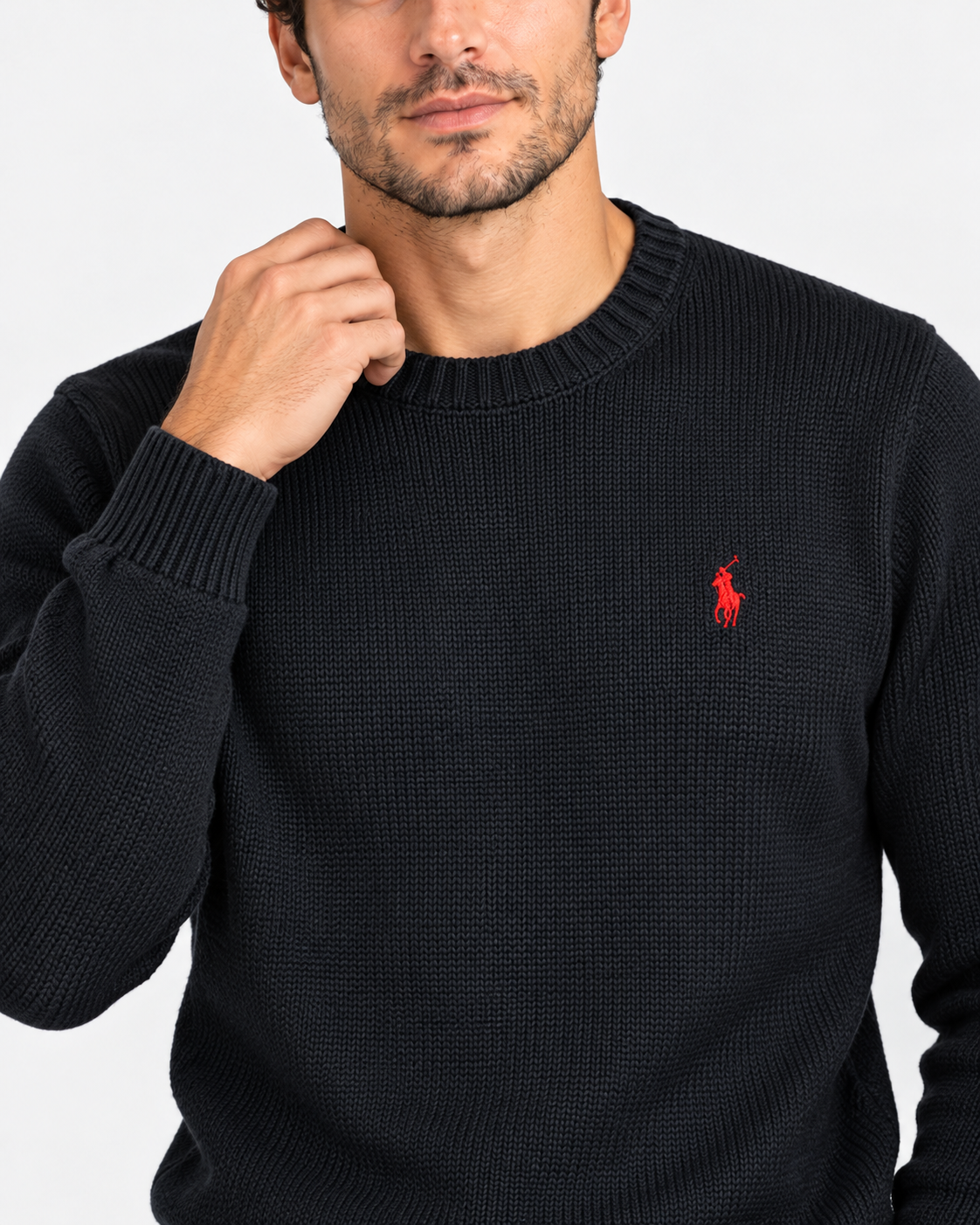 Polo Ralph Lauren Maglione Uomo Girocollo in Cotone Black
