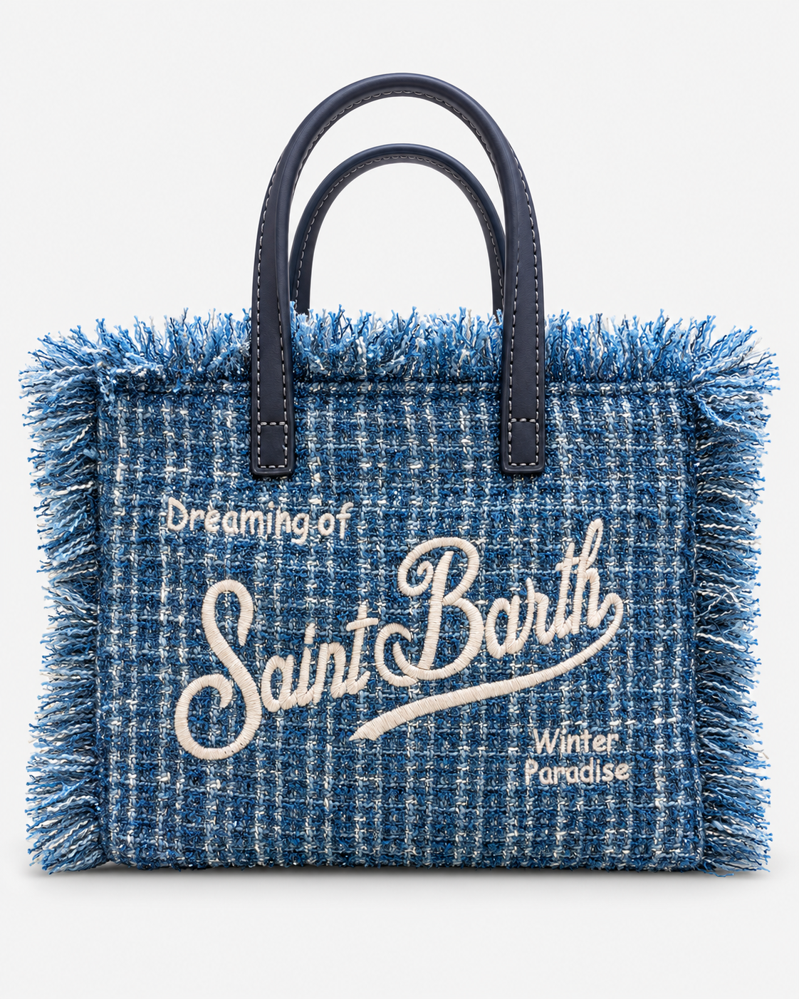 MC2 Saint Barth Borsa Donna Vanity Mini Tweed Blu con Tracolla